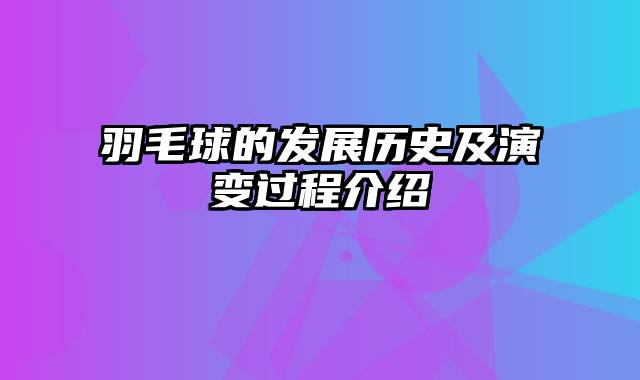 羽毛球的发展历史及演变过程介绍