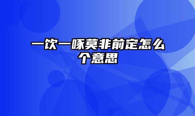 一饮一啄莫非前定怎么个意思