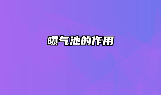 曝气池的作用