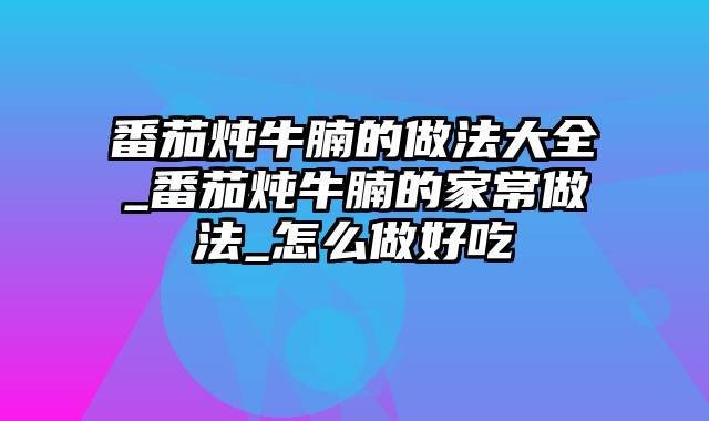 番茄炖牛腩的做法大全_番茄炖牛腩的家常做法_怎么做好吃