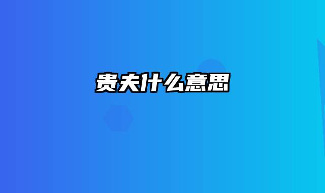 贵夫什么意思