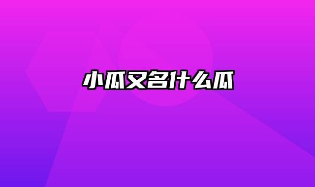 小瓜又名什么瓜