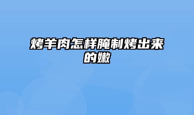 烤羊肉怎样腌制烤出来的嫩