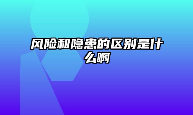 风险和隐患的区别是什么啊