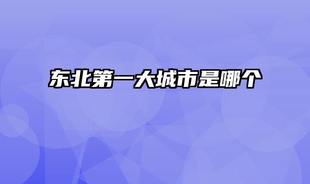 东北第一大城市是哪个