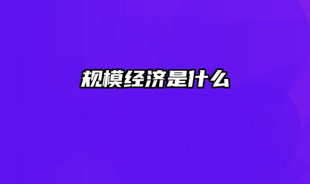 规模经济是什么