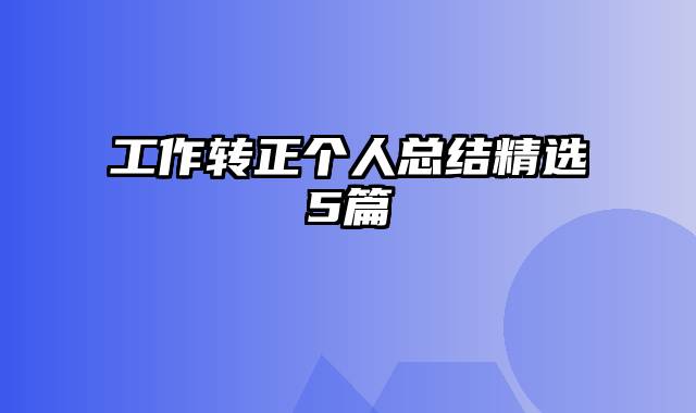 工作转正个人总结精选5篇