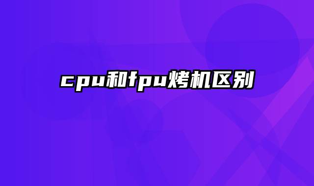 cpu和fpu烤机区别