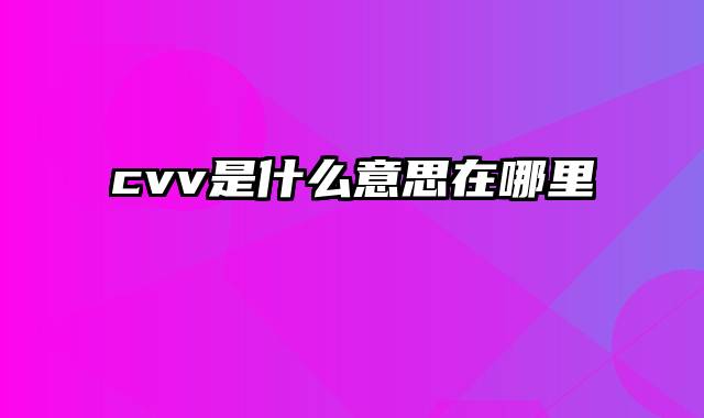 cvv是什么意思在哪里