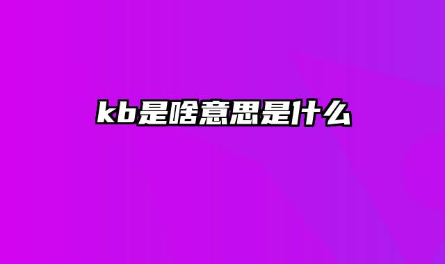 kb是啥意思是什么