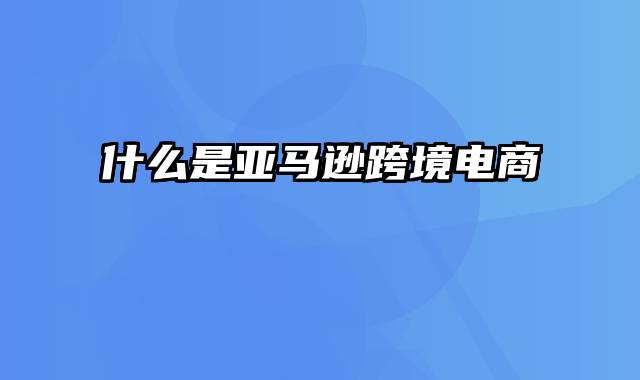 什么是亚马逊跨境电商