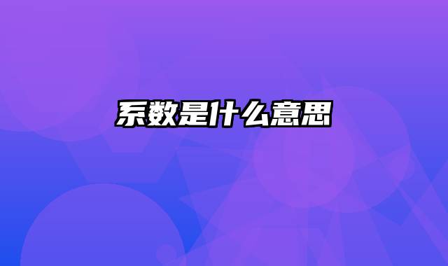 系数是什么意思