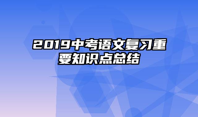 2019中考语文复习重要知识点总结