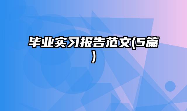 毕业实习报告范文(5篇)