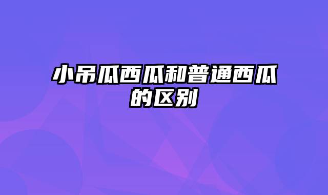 小吊瓜西瓜和普通西瓜的区别