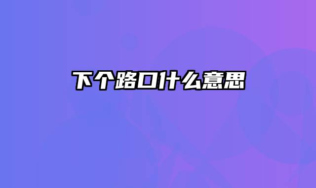 下个路口什么意思