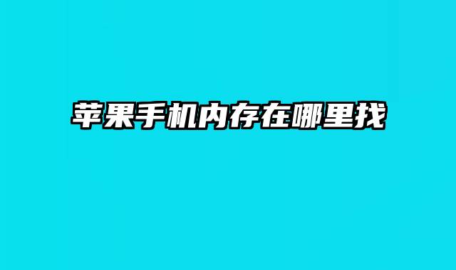 苹果手机内存在哪里找