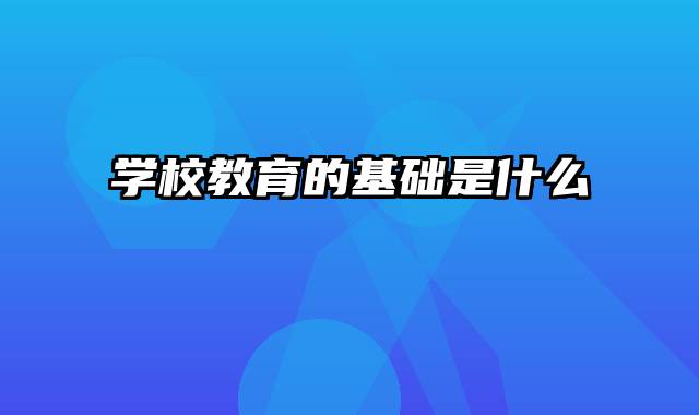 学校教育的基础是什么