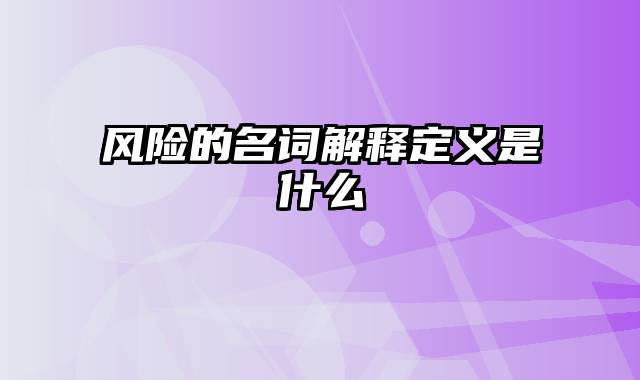 风险的名词解释定义是什么