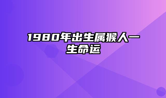 1980年出生属猴人一生命运