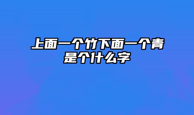 上面一个竹下面一个青是个什么字