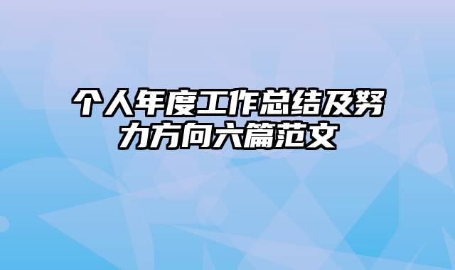 个人年度工作总结及努力方向六篇范文