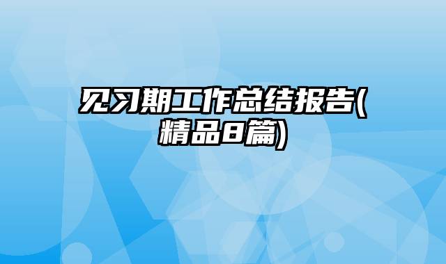 见习期工作总结报告(精品8篇)