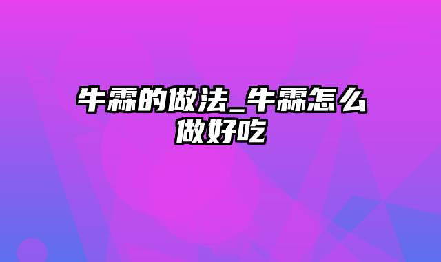 牛霖的做法_牛霖怎么做好吃