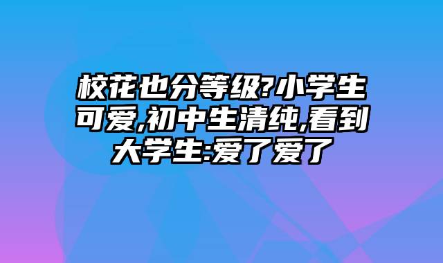 校花也分等级?小学生可爱,初中生清纯,看到大学生:爱了爱了