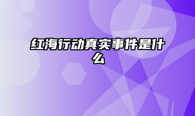 红海行动真实事件是什么