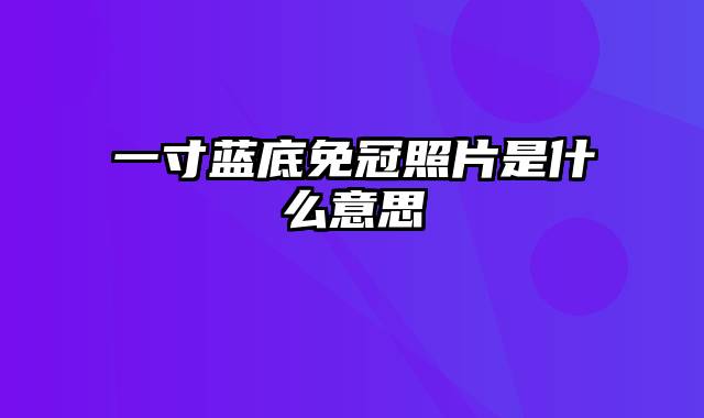 一寸蓝底免冠照片是什么意思