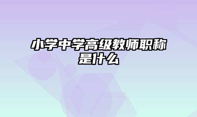 小学中学高级教师职称是什么