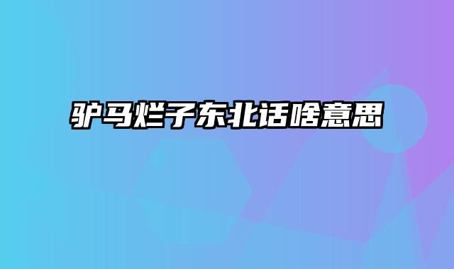 驴马烂子东北话啥意思