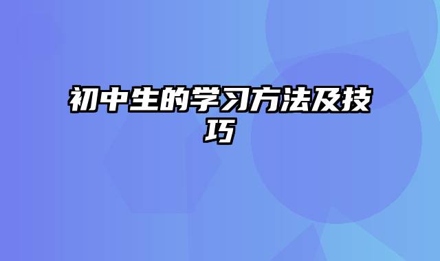 初中生的学习方法及技巧