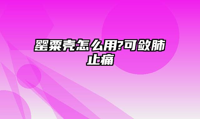 罂粟壳怎么用?可敛肺止痛