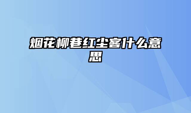 烟花柳巷红尘客什么意思