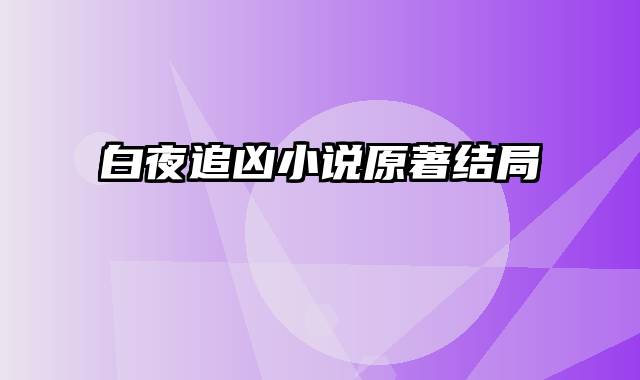 白夜追凶小说原著结局