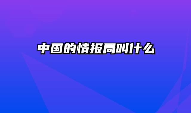 中国的情报局叫什么