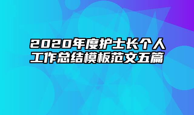 2020年度护士长个人工作总结模板范文五篇