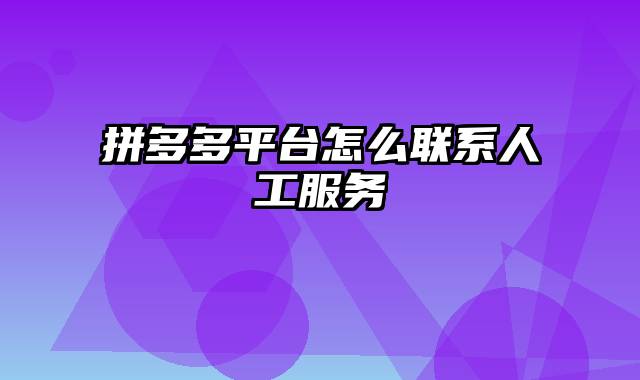 拼多多平台怎么联系人工服务