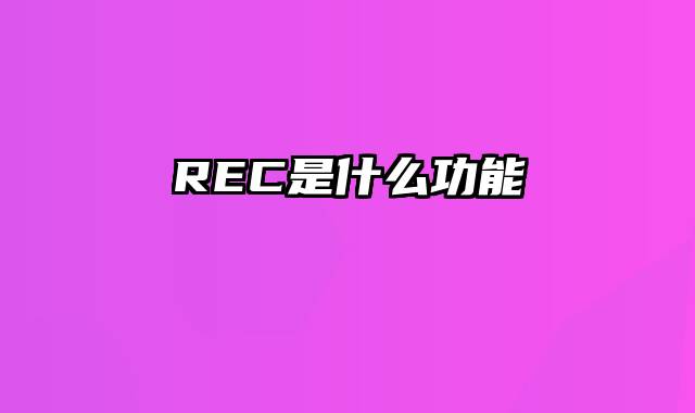 REC是什么功能