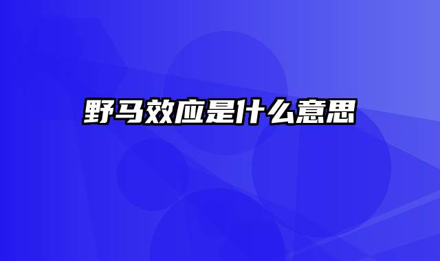 野马效应是什么意思