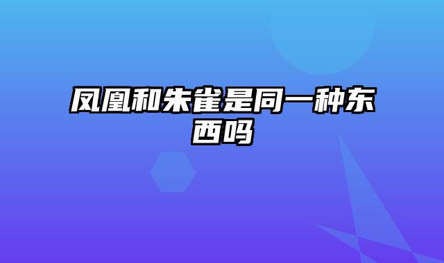 凤凰和朱雀是同一种东西吗