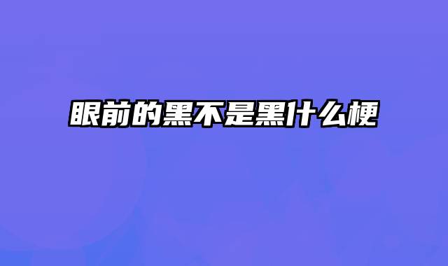 眼前的黑不是黑什么梗