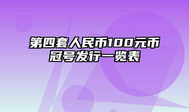 第四套人民币100元币冠号发行一览表