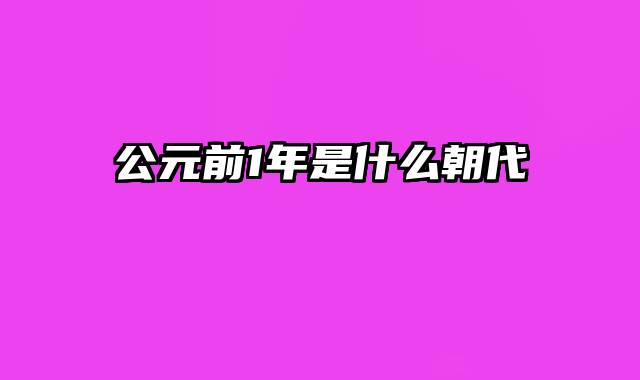 公元前1年是什么朝代