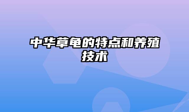 中华草龟的特点和养殖技术