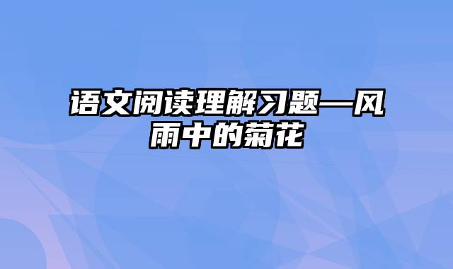 语文阅读理解习题—风雨中的菊花