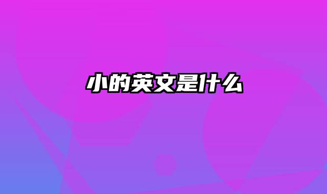 小的英文是什么