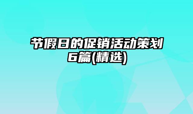 节假日的促销活动策划6篇(精选)